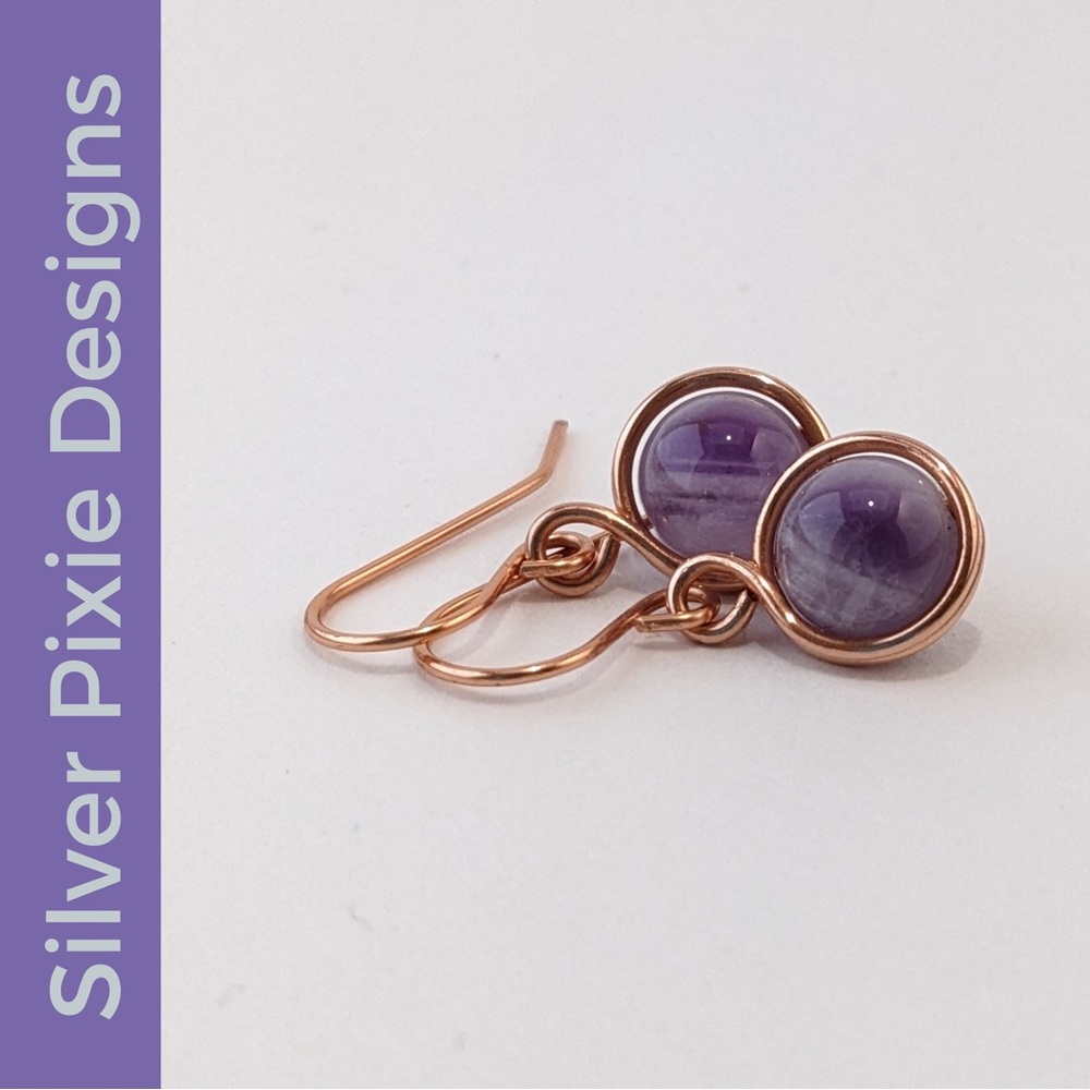 Dream Amethyst Copper Drop Earrings
